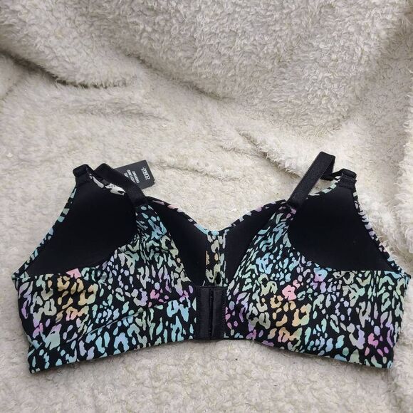 Torrid Curve Black with Pastel Leopard Print Wire Free Lightly Lined Everyday Br - Picture 2 of 4